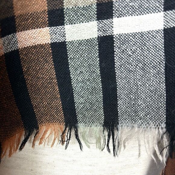 Tweedmill Wool Square Scarf Plaid Brown Burnt Orange Beige British Made 31x31” - Picture 7 of 8